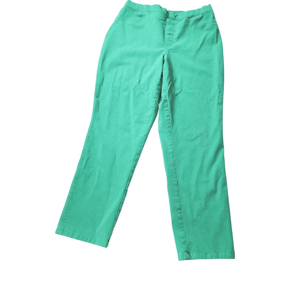 Isaac‎ Mizrahi Live Green Pull On Stretch Pants Womens Size Medium Straight Leg